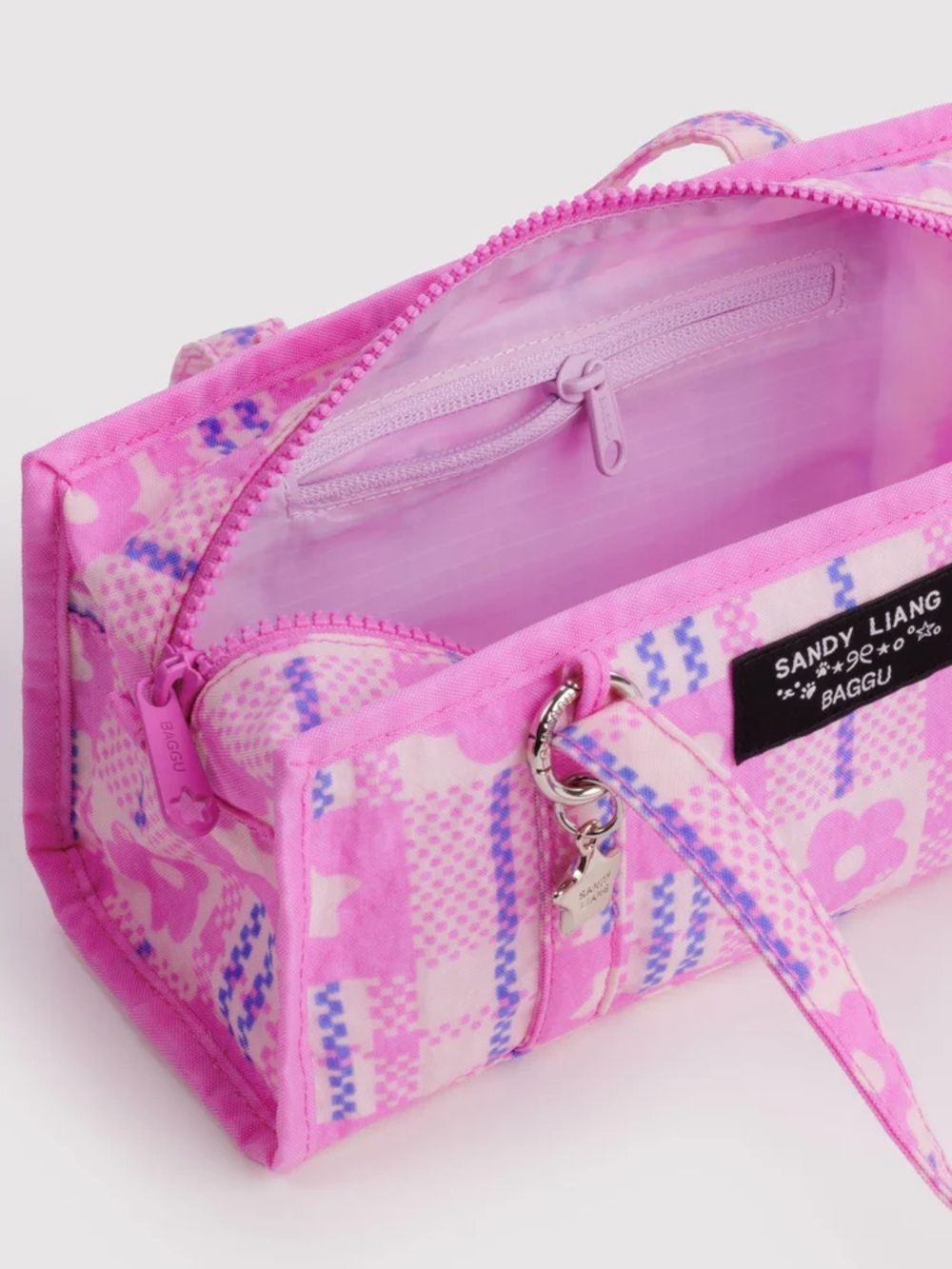 Baggu x Sandy Liang Mini Nylon Market Bag in Market Plaid Pink New with Tags NWT - Picture 6 of 11